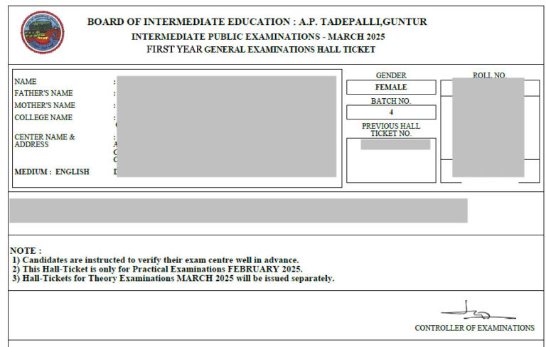 ఇంటర్మీడియట్ వార్షిక పరీక్షల హాల్ టికెట్ల విడుదల
