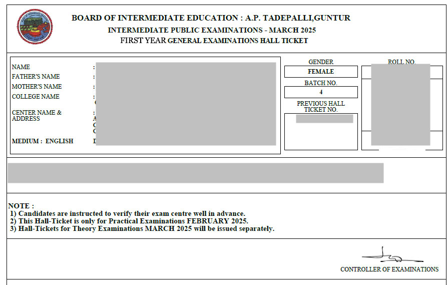ఇంటర్మీడియట్ వార్షిక పరీక్షల హాల్ టికెట్ల విడుదల